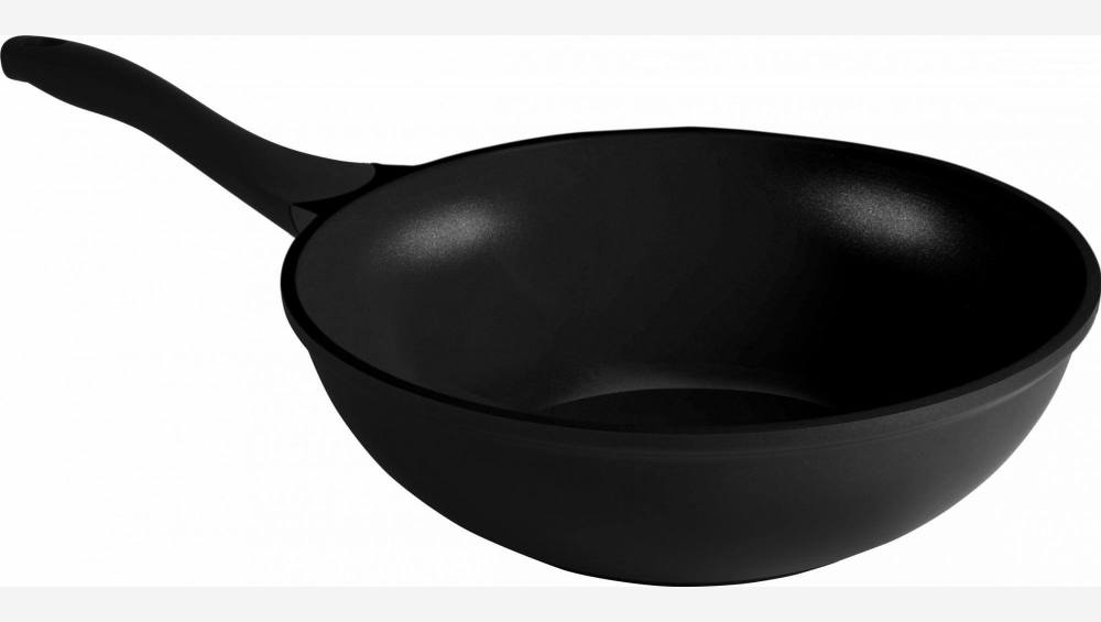 Wok en aluminium et Greblon C3+ - 28 cm