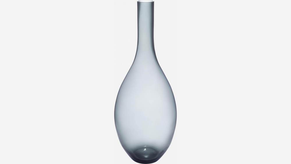Vase bouteille 70cm en verre noir fumé
