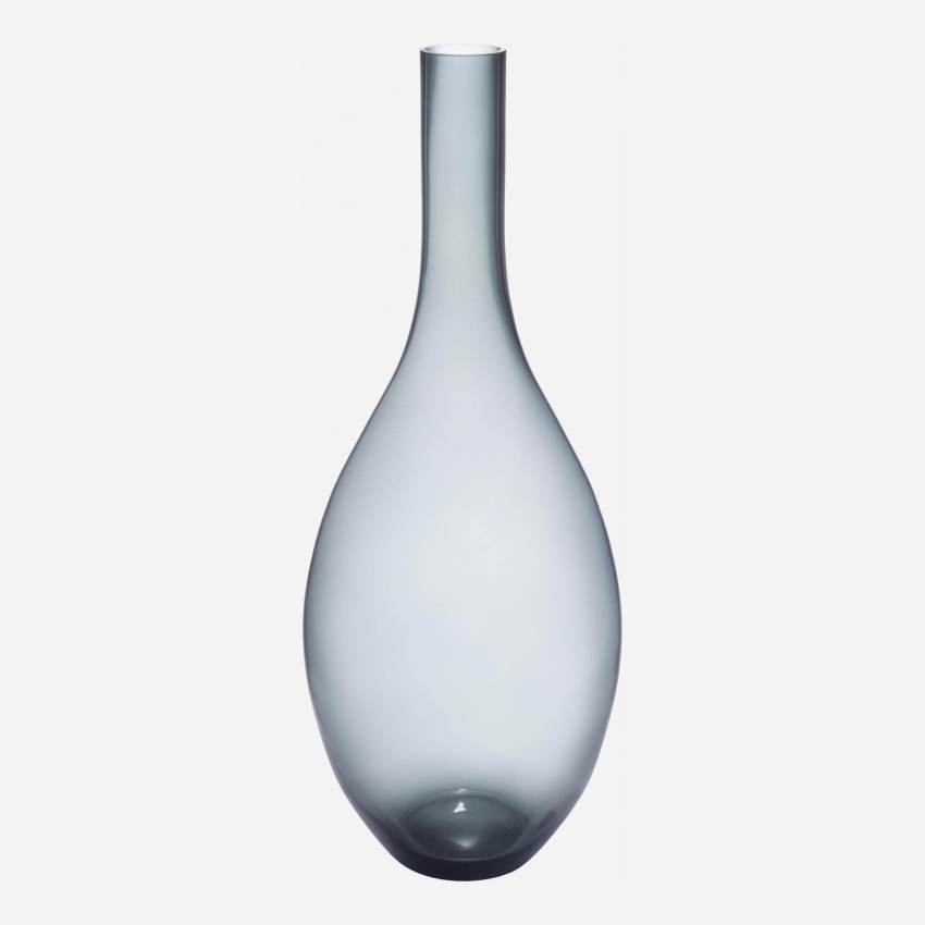 Vaas flesvorm van glas - 70 cm - Zwart gerookt