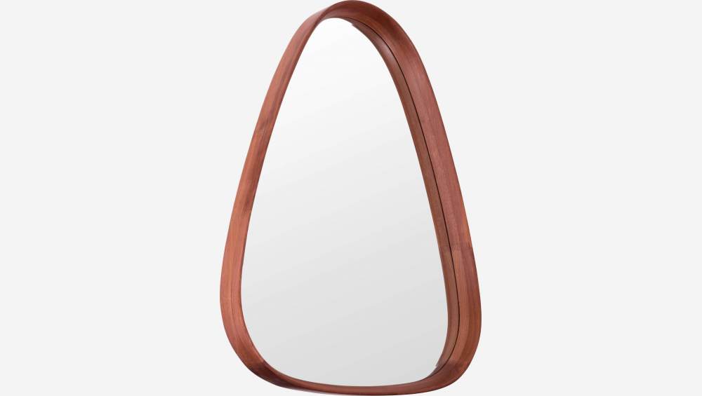 Espelho oval em carvalho - 65 x 80cm - Madeira escura