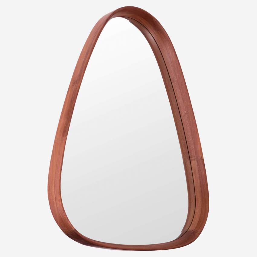 Espelho oval em carvalho - 65 x 80cm - Madeira escura