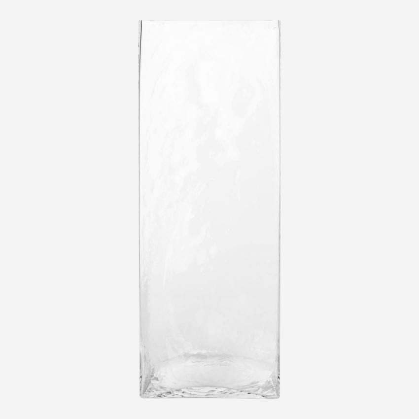 Jarrón rectangular de vidrio - 55 cm - Transparente