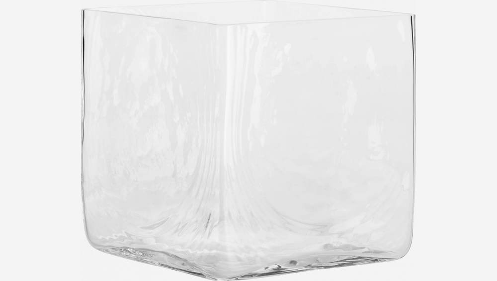 Jarrón cuadrado de vidrio - 22 cm - Transparente
