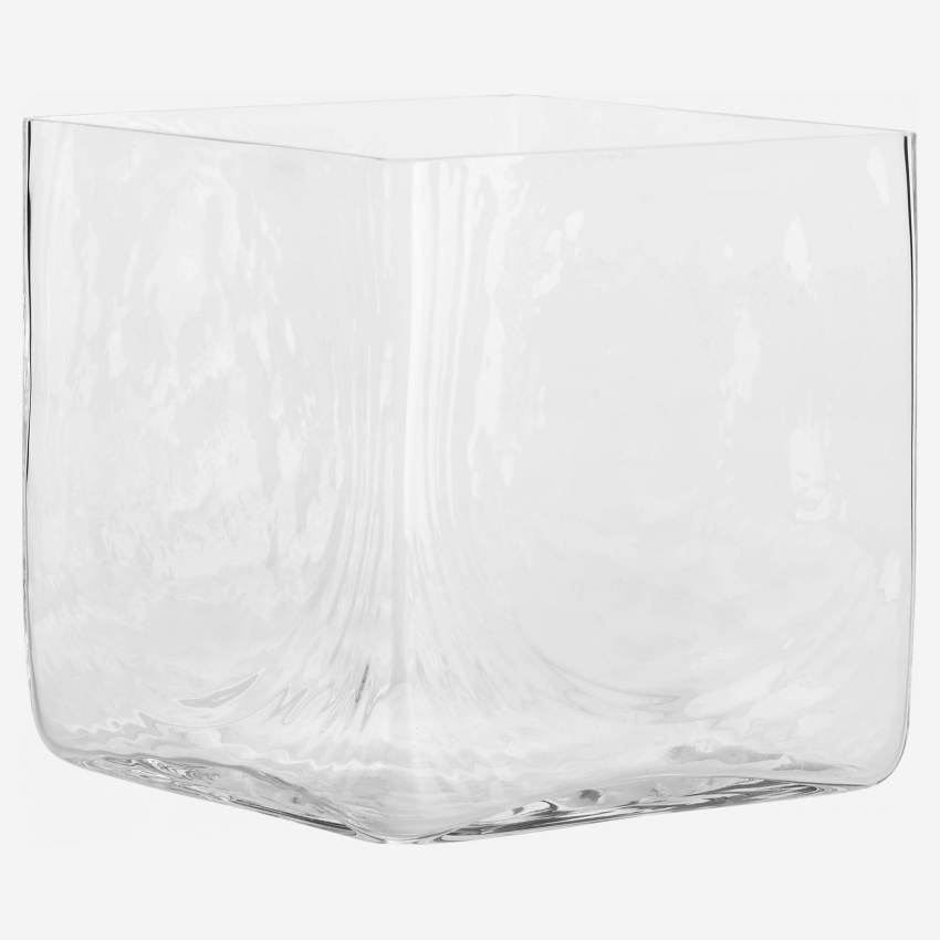 Vaso quadrato in vetro - 22 cm - Trasparente