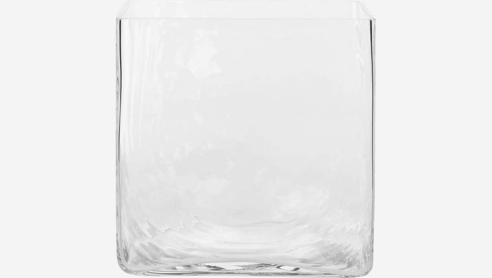 Jarrón cuadrado de vidrio - 22 cm - Transparente