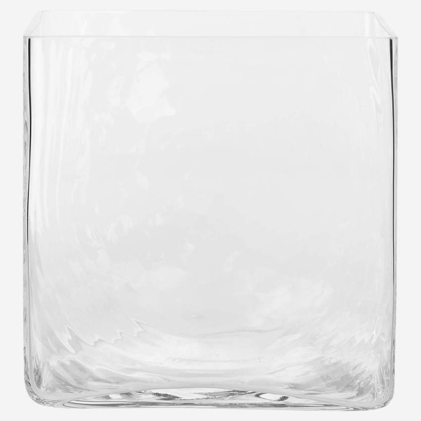 Vase carré en verre - 22 cm - Transparent