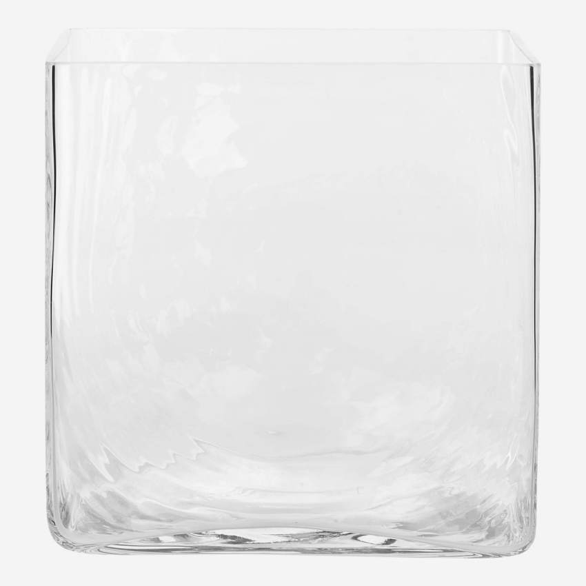Vaso quadrato in vetro - 22 cm - Trasparente