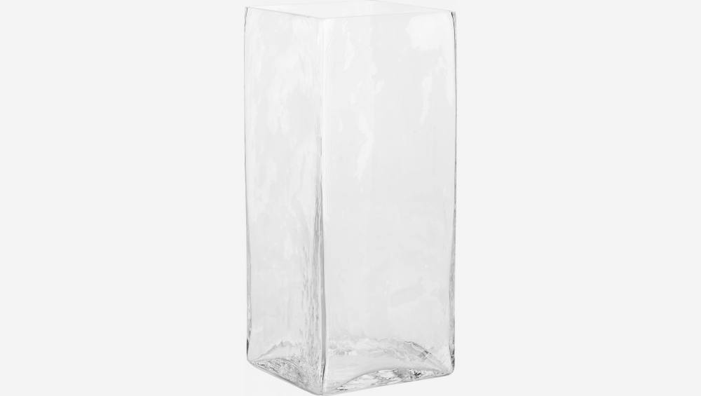 Jarro retangular de vidro - 35 cm - Transparente