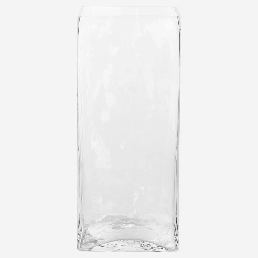 Jarrón rectangular de vidrio - 35 cm - Transparente