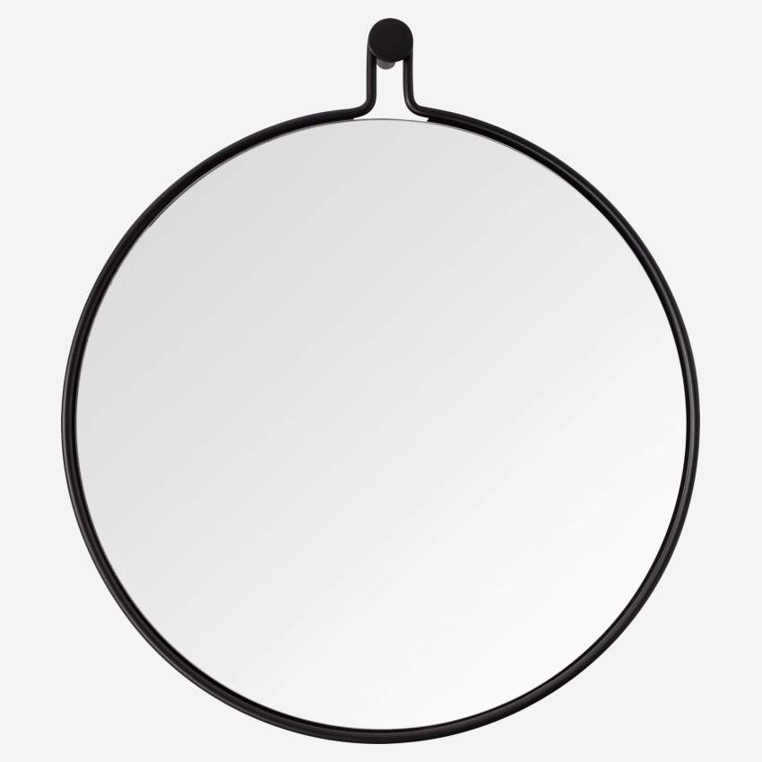 Espelho redondo de metal - 52 cm - Preto