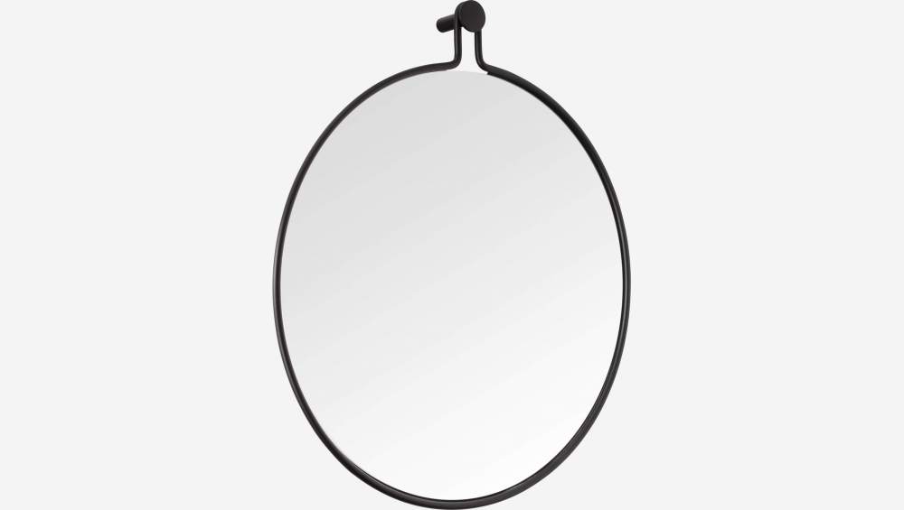 Ronde spiegel van metaal - 52 cm - Zwart