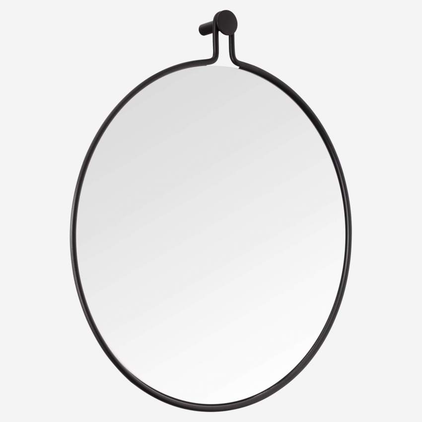 Ronde spiegel van metaal - 52 cm - Zwart