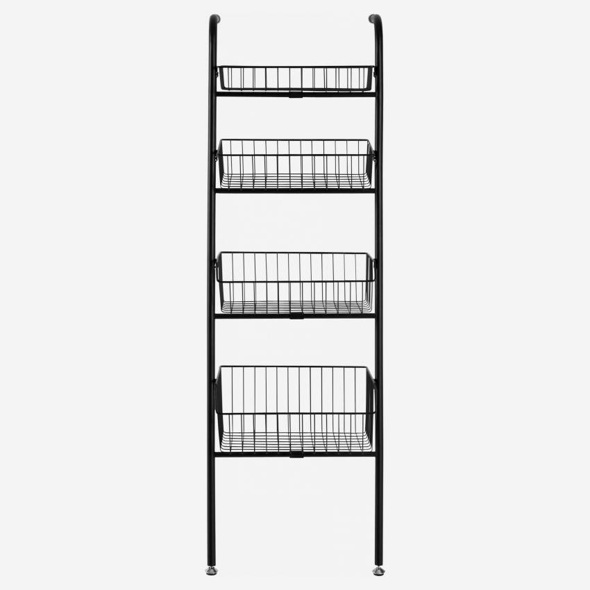 Badezimmerregal in Leiterform mit 4 Fächern aus Metall - Schwarz