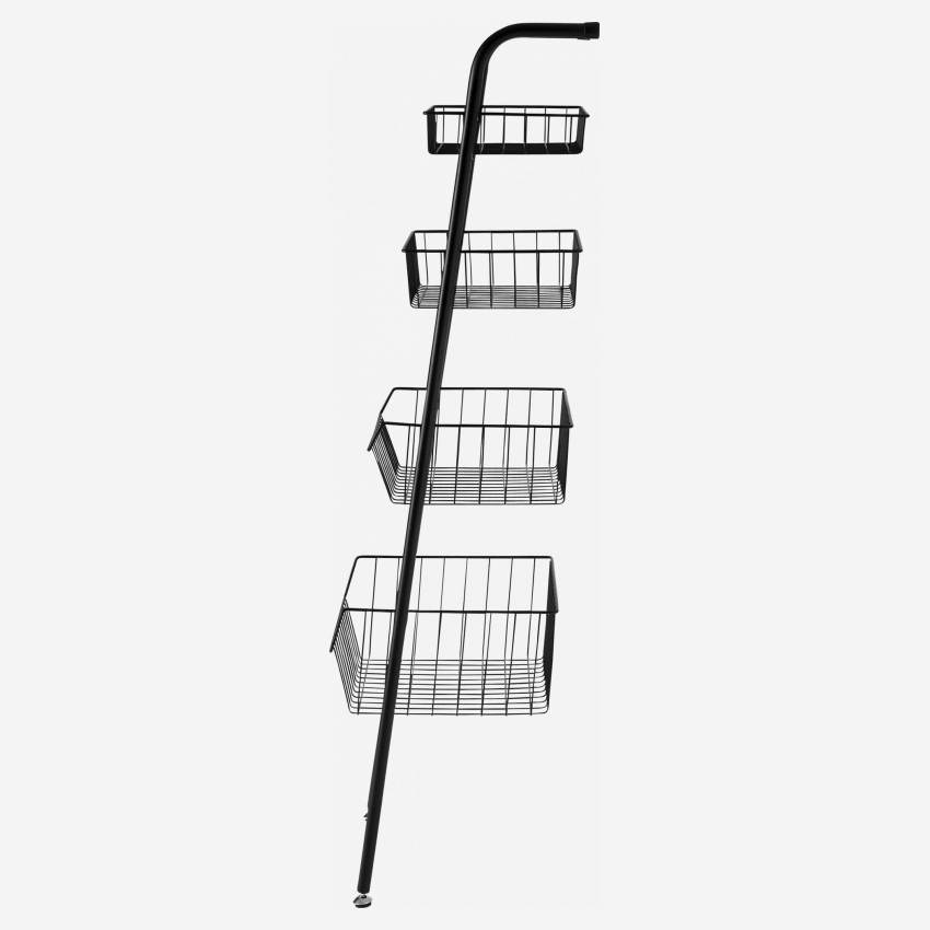 Badezimmerregal in Leiterform mit 4 Fächern aus Metall - Schwarz