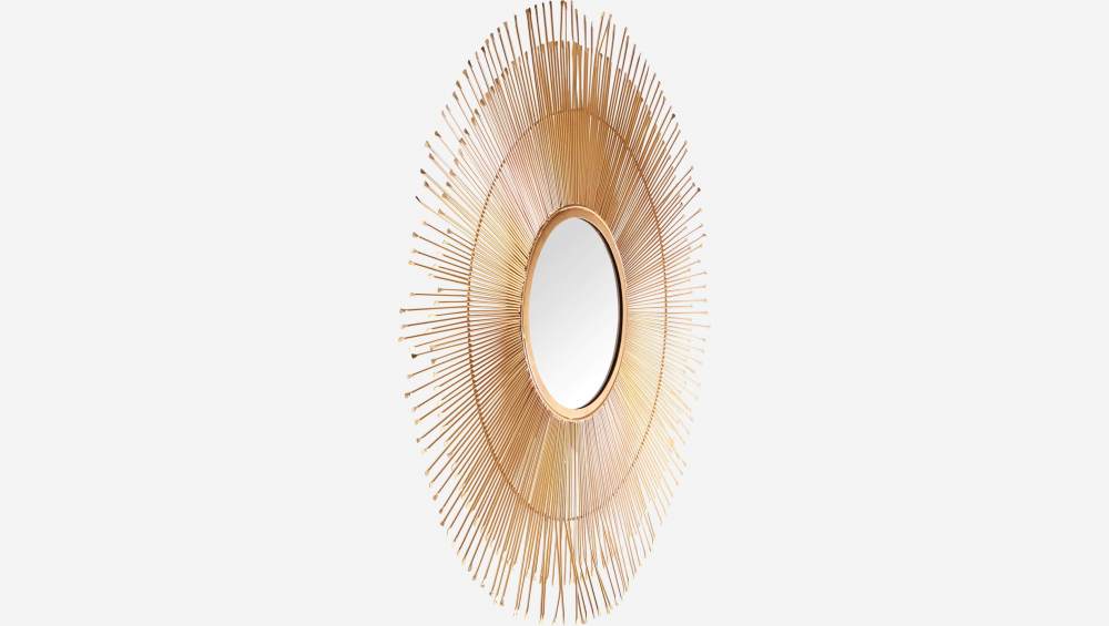 Espelho redondo de ferro - 90 cm - Dourado