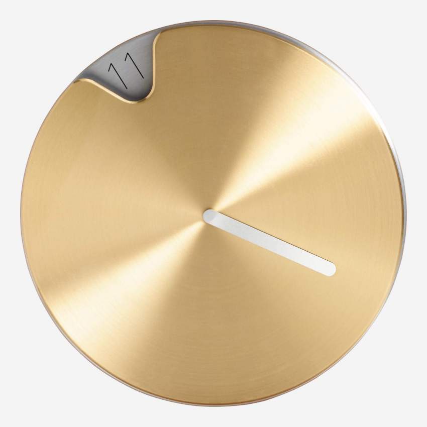 Relógio de parede de metal - 25 cm - Dourado