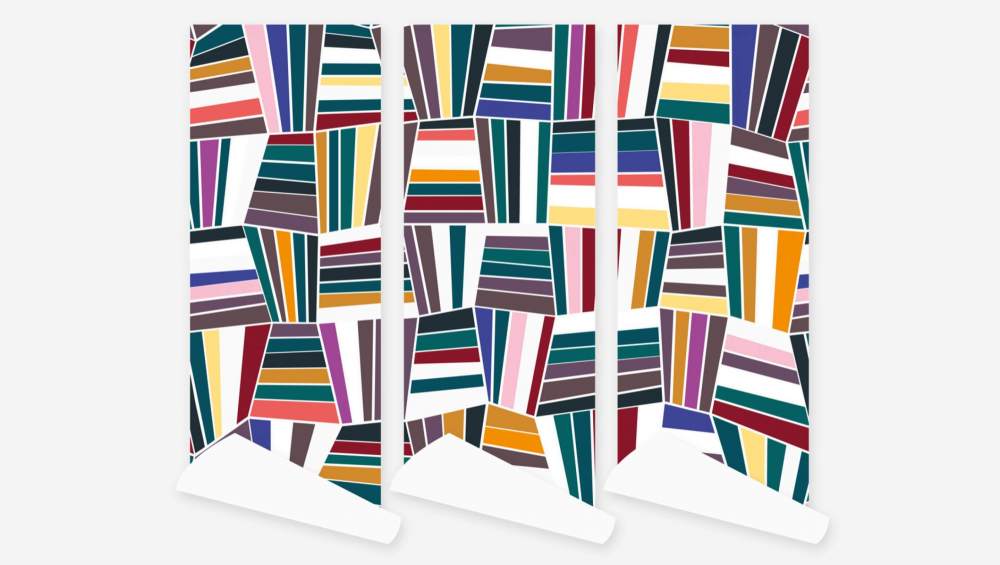 Rotolo di carta da parati in tessuto non tessuto - Pannello geometrico - Design di Floriane Jacques