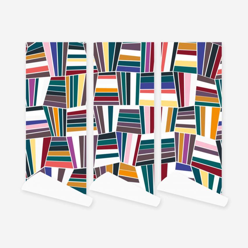 Rotolo di carta da parati in tessuto non tessuto - Pannello geometrico - Design di Floriane Jacques