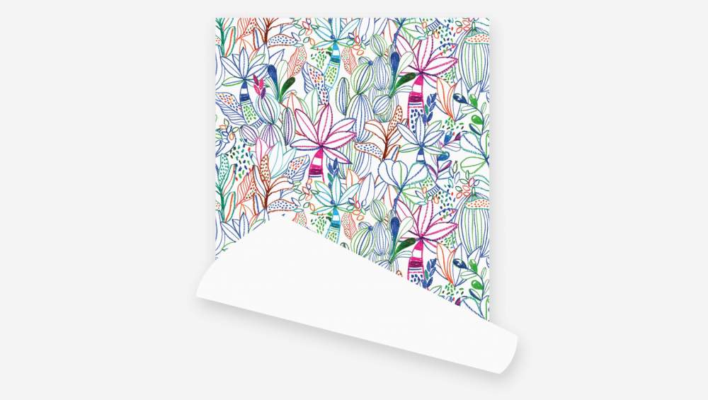 Rotolo di carta da parati in tessuto non tessuto - Motivo vegetale - Design di Floriane Jacques