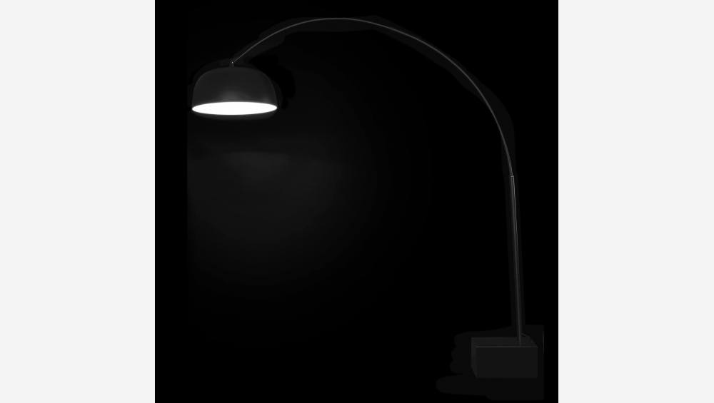 Staanlamp 220cm van zwart gelakt metaal met marmeren poot