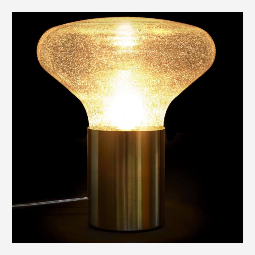 Lampada da tavolo 42,5 cm in vetro fumé - base in ottone