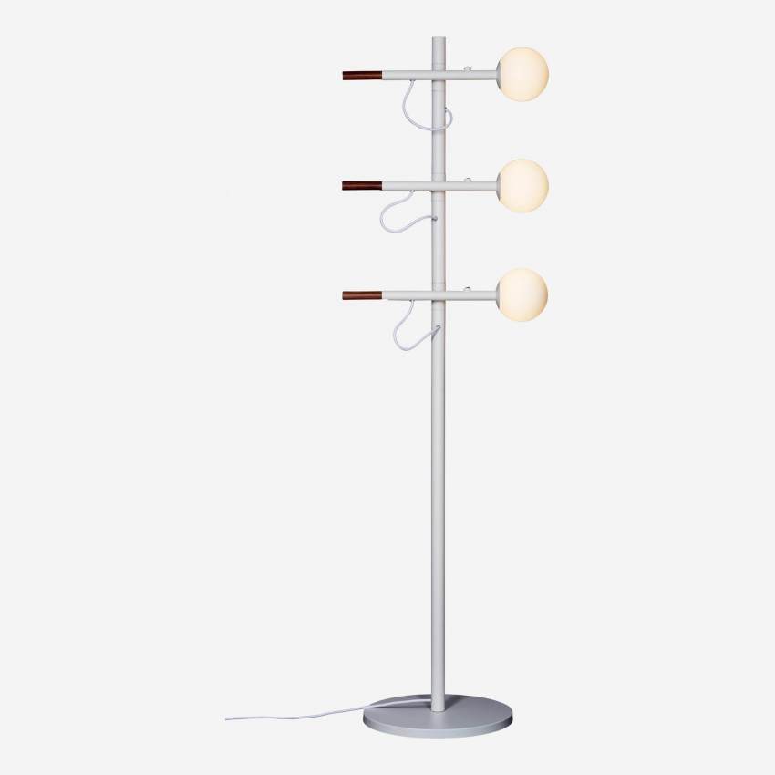 Lampadaire 160cm en métal, noyer et verre - Design by Gaston Lobet