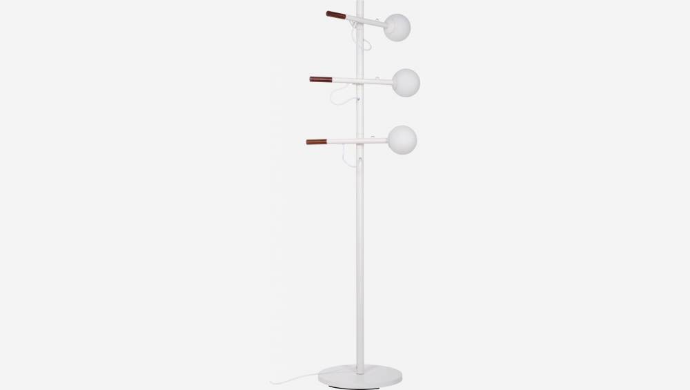 Candeeiro de pé 160 cm em metal, nogueira e vidro - Design by Gaston Lobet
