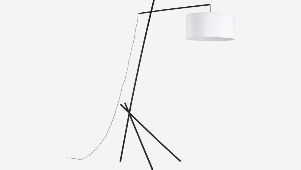 Stehleuchte aus Metall + 2 Leuchtenschirme aus Baumwollstoff - Höhe 187 cm - schwarz und weiß 