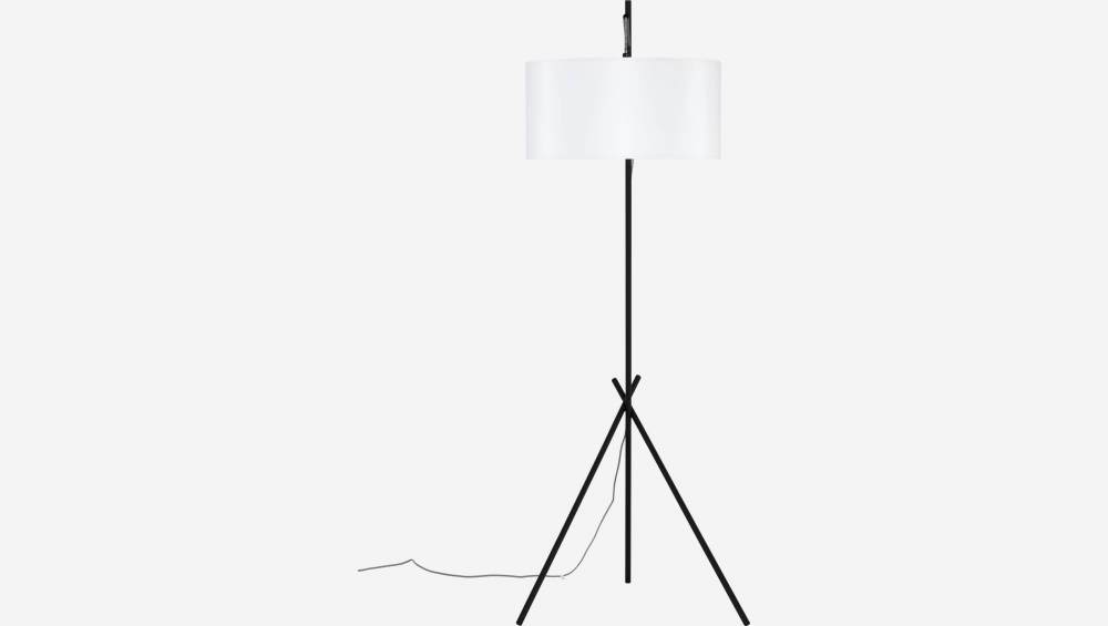 Stehleuchte aus Metall + 2 Leuchtenschirme aus Baumwollstoff - Höhe 187 cm - schwarz und weiß 
