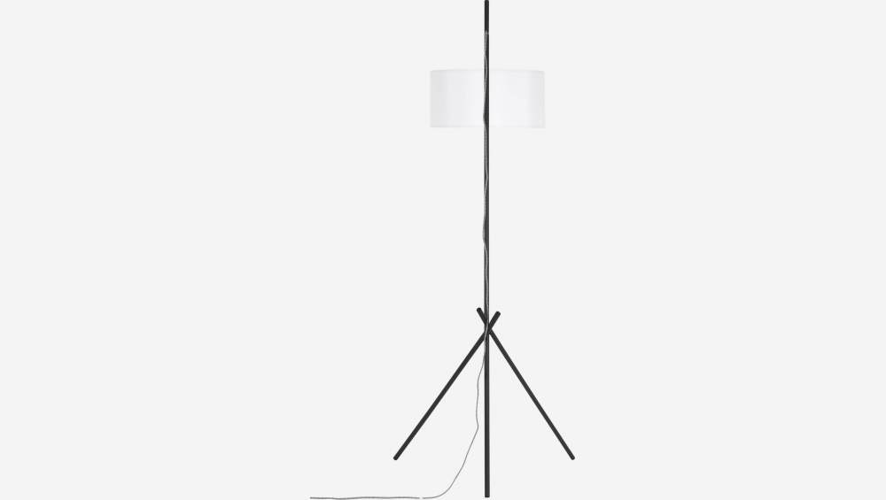 Staanlamp van metaal + 2 lampenkappen van katoen - Hoogte 187 cm - Zwart en Wit 