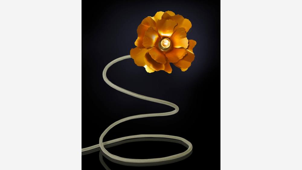 LED-Leuchtblume aus Metall - 18 cm - grün und goldfarben