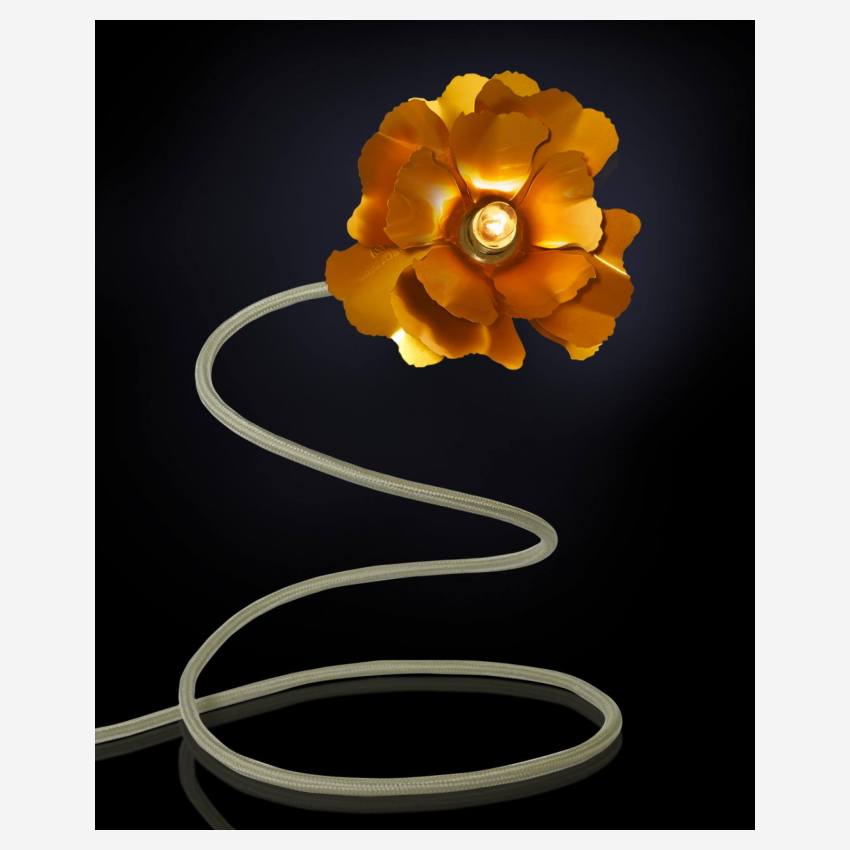 LED-Leuchtblume aus Metall - 18 cm - grün und goldfarben