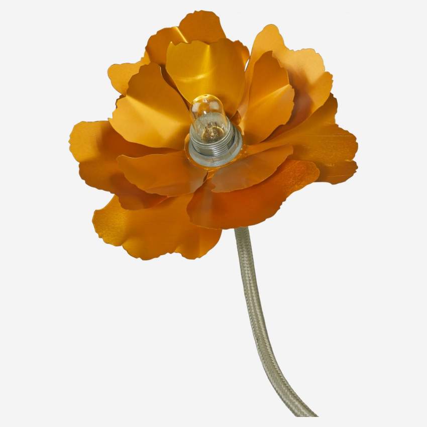 Flor luminosa de Metal - 18 cm - Verde y Oro
