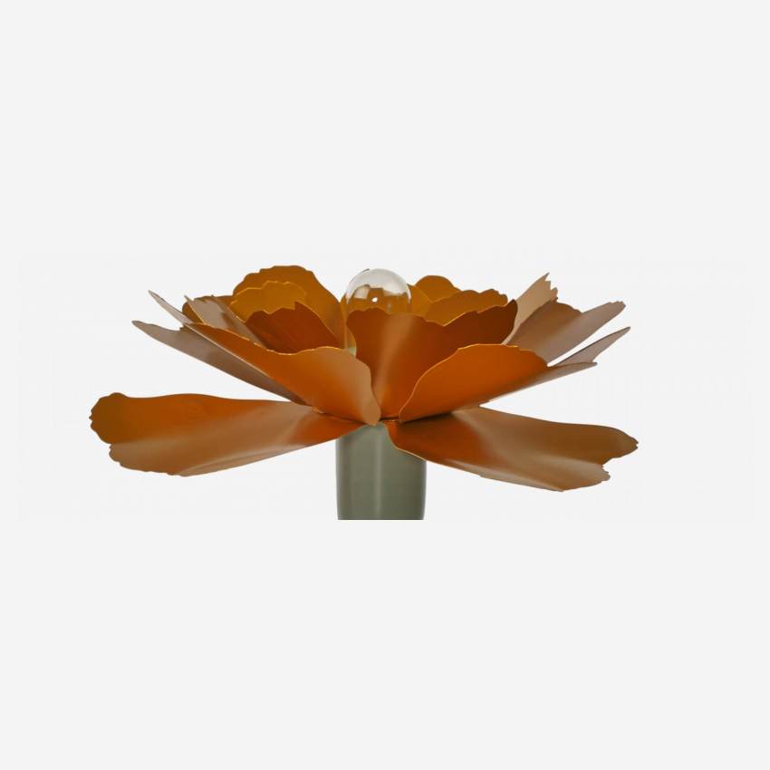 Flor luminosa de Metal - 18 cm - Verde y Oro