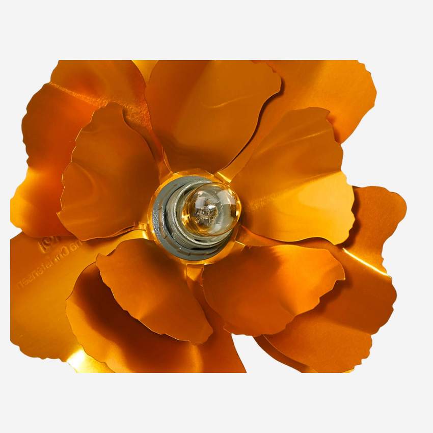 Flor luminosa LED de Metal - 18 cm - Verde e Ouro