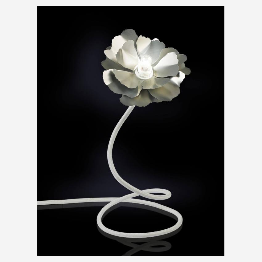 Led verlichte bloem van metaal - 18 cm - Zilver en Wit
