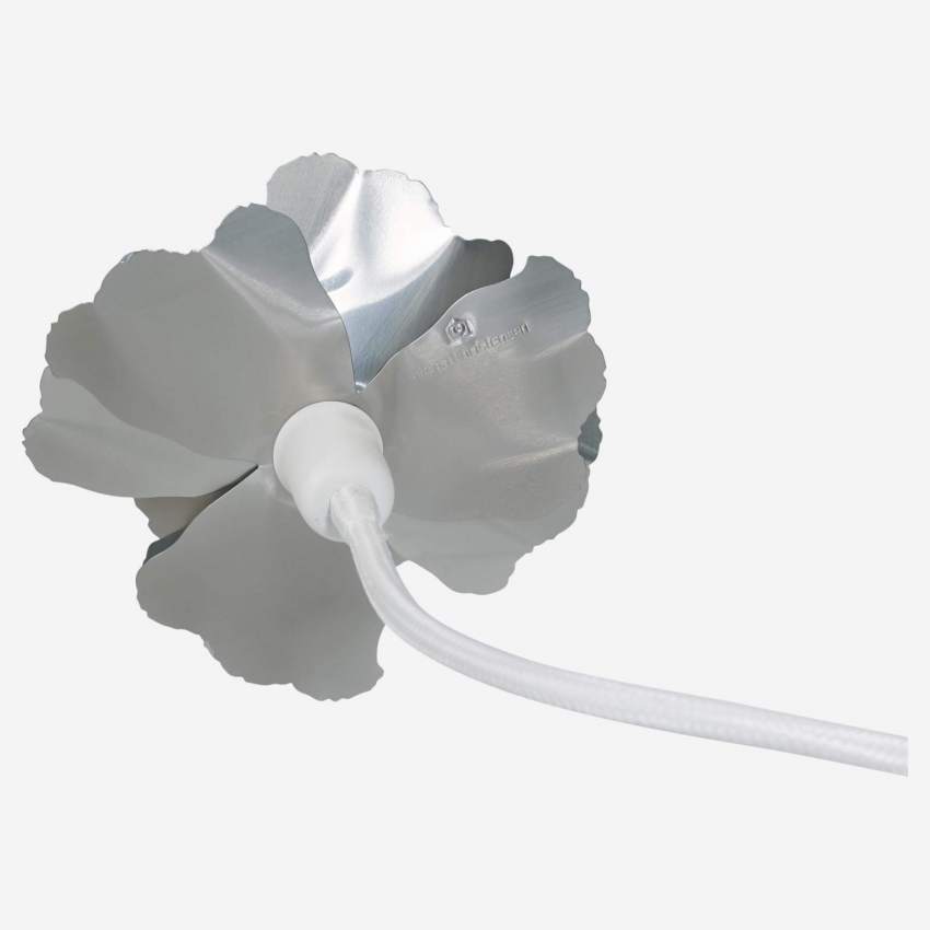 LED-Leuchtblume aus Metall - 18 cm - silberfarben und weiß