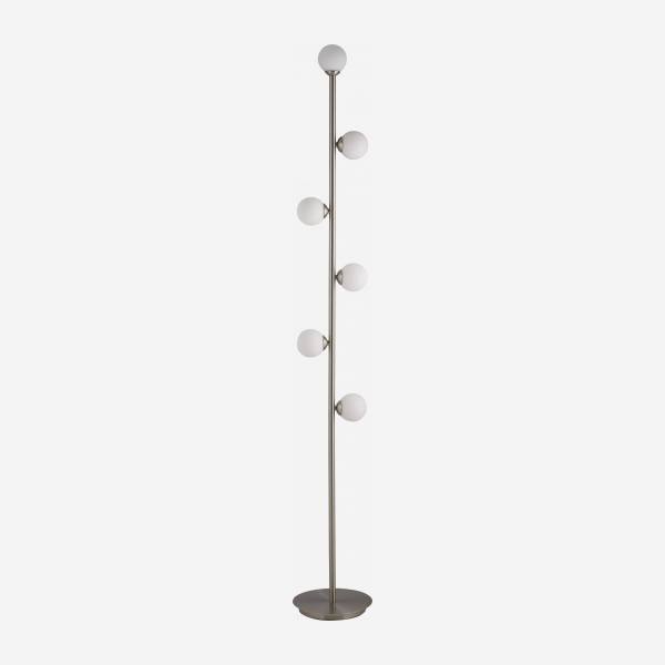 Lámpara de pie LED de metal y vidrio - Altura 141 cm - Plata