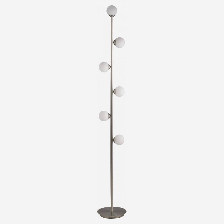 Candeeiro de pé LED em metal e vidro - Altura 141 cm - Prata