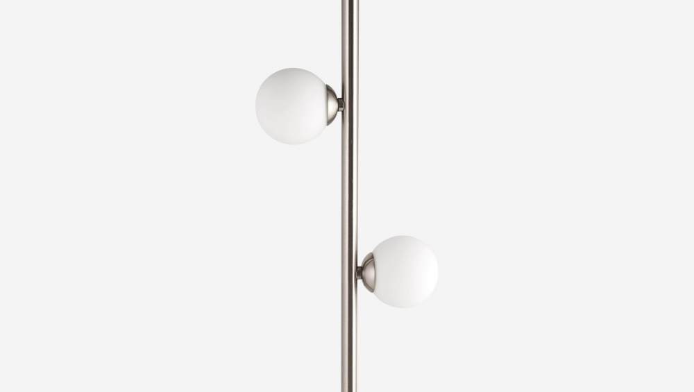 Lámpara de pie LED de metal y vidrio - Altura 141 cm - Plata