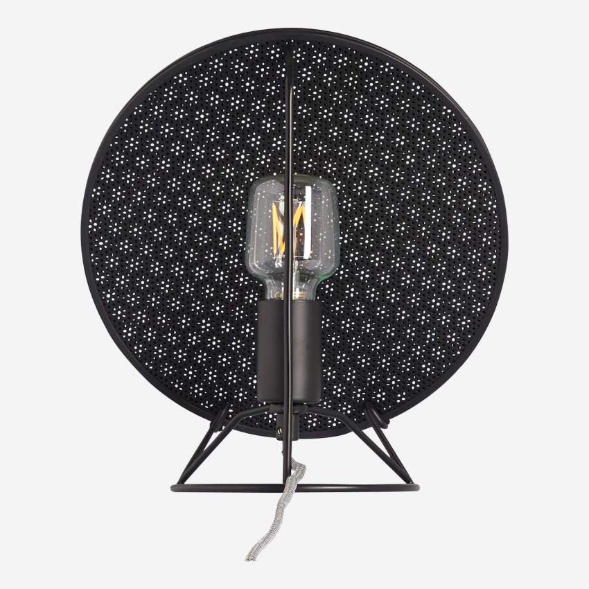 Lámpara de mesa de metal - Diámetro 29 cm - Negra