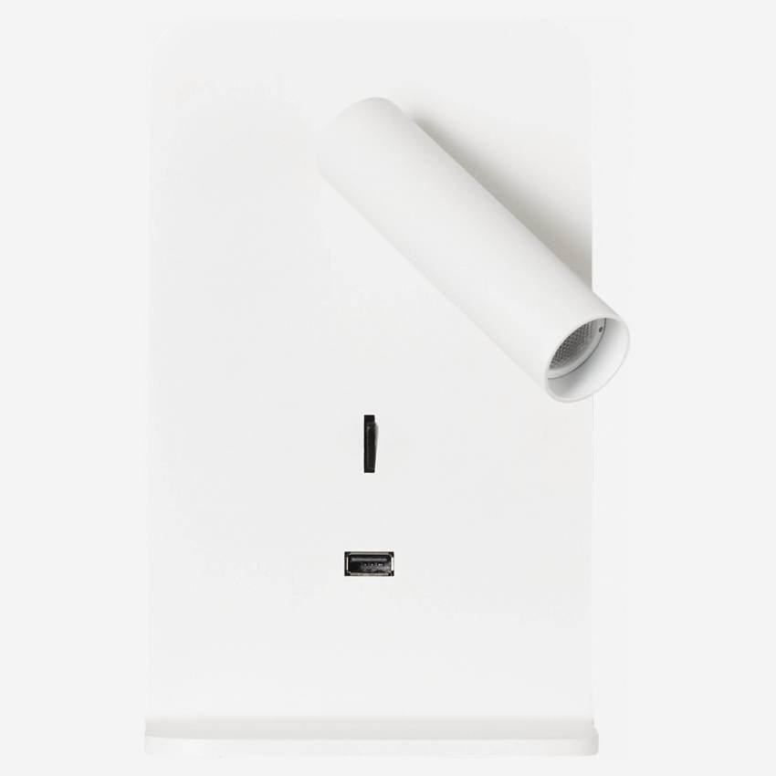 Lampada da parete a LED con porta USB in alluminio - Bianco