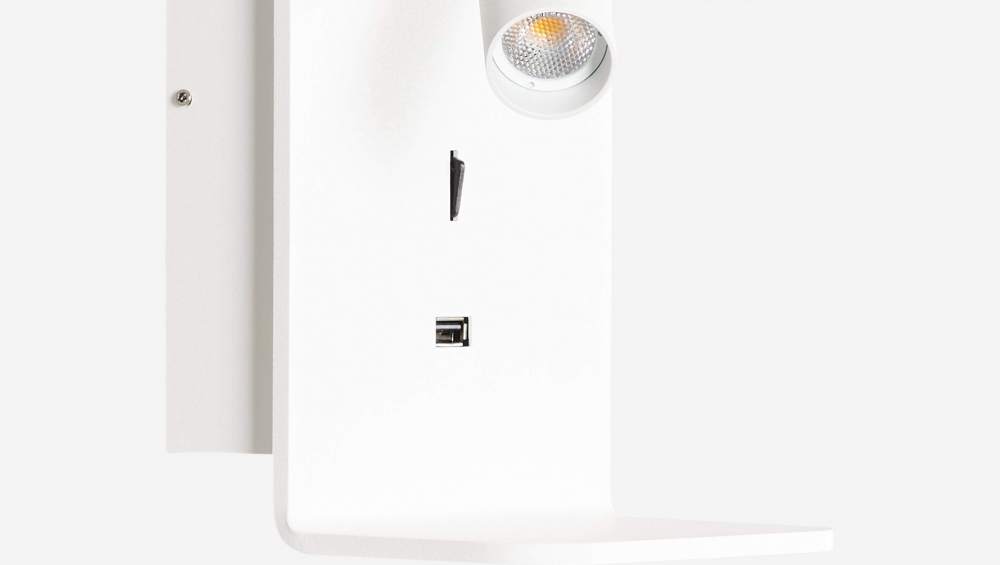 LED-Wand- und Leseleuchte mit USB-Anschluss aus Aluminium - Weiß