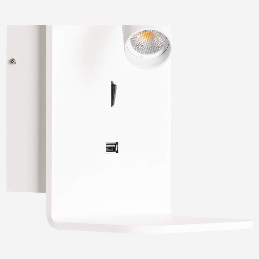 Aplique de lectura de LED con Puerto USB en Aluminio- Blanco