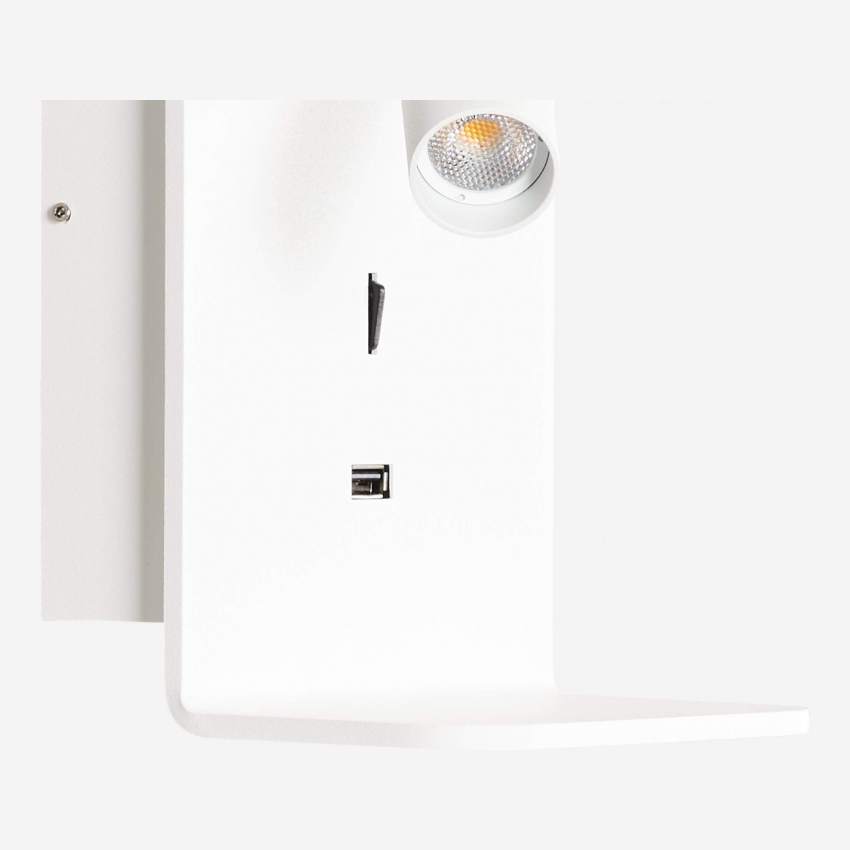 Applique liseuse à LED avec port USB en aluminium - Blanc