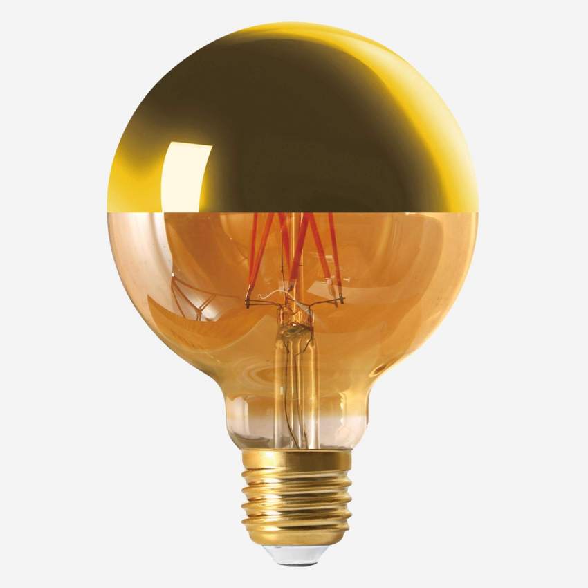 Kugelförmiges LED-Leuchtmittel G95 E27 mit goldfarbener Kappe - 8 W - 2700 K
