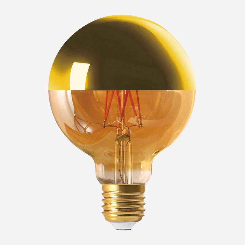 Kugelförmiges LED-Leuchtmittel G95 E27 mit goldfarbener Kappe - 8 W - 2700 K