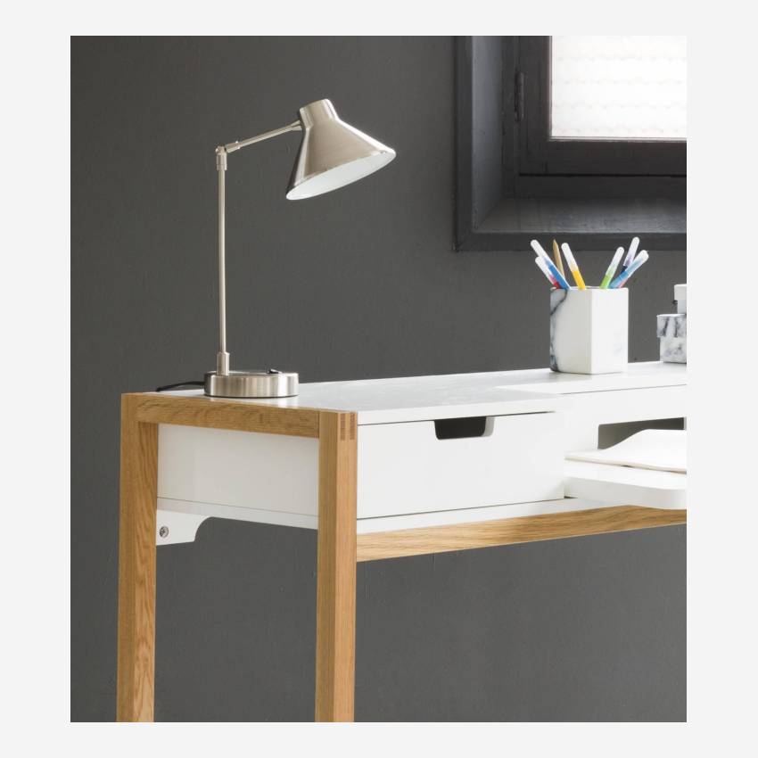 Schreibtischleuchte, 54cm, zum Klemmen aus Metall, silberfarben