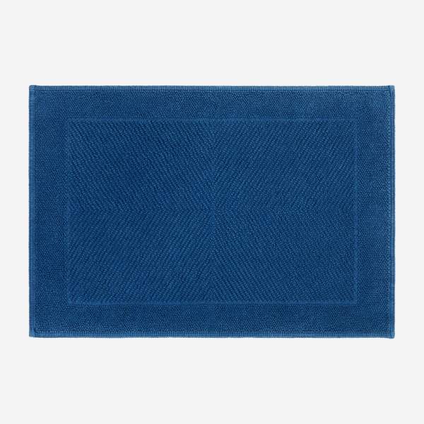Tapis de bain 80x60cm en coton bleu