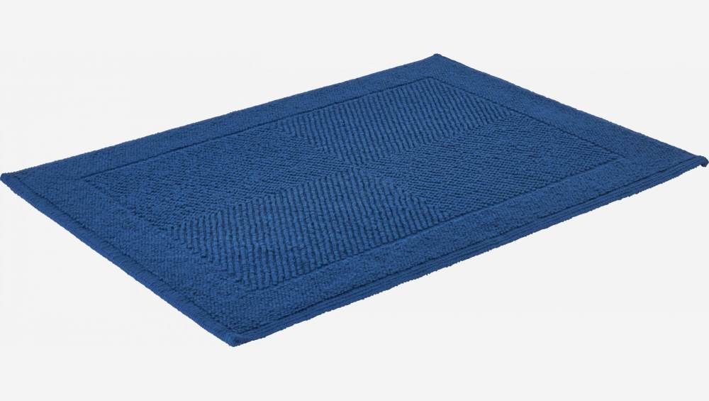 Tapis de bain 80x60cm en coton bleu